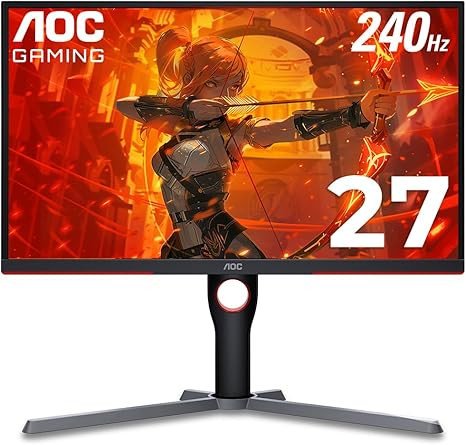 AOC CQ27G3Z 27" Curved Gaming Monitor, QHD 2K 2560x1440, 1000R VA, 240Hz 0.5ms, FreeSync Premium, Height Adjustable Stand, Xbox PS5 Switch, 3-Year Zero-Bright-dot