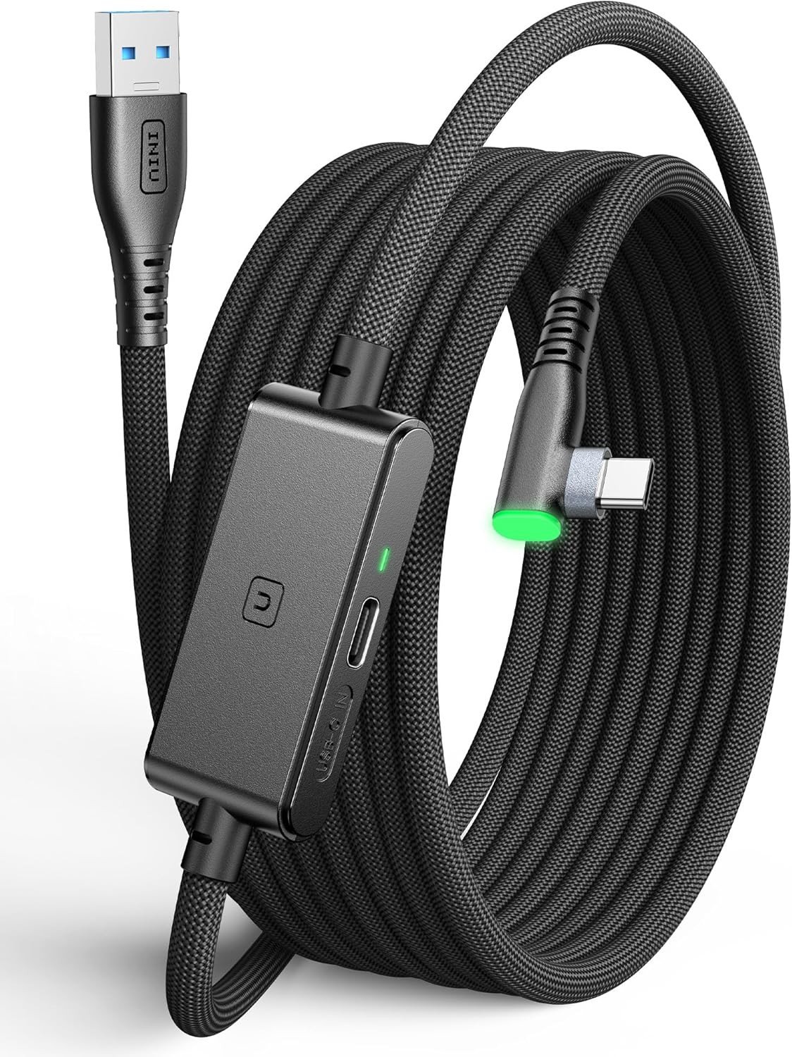 INIU Oculus Link Cable with Charging [16ft] for Meta Quest 3 Quest 2/Pro, Pico 4, PC VR, Steam VR, USB 3.0 High Speed Data Cable, USB C Charger Cord for VR Headset Accessories