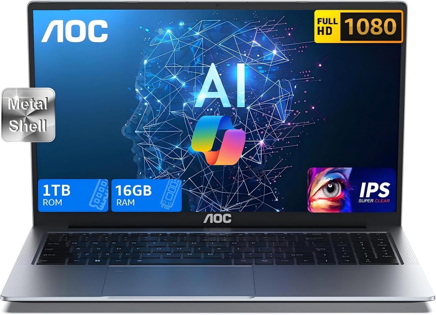 AOC Gaming Laptop, AI Laptop Computer with Intel Core Ultra5 125U, 16GB DDR5 1TB SSD, 16.1-inch FHD Display, 2024 Newest Laptop with Backlit KB, Support WiFi 6, Type_C, BT5.2, One-Click with Copilot