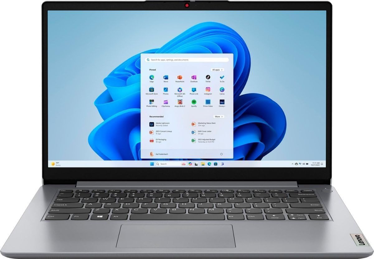 NewLenovo Ideapad 1 Business & Student Laptop 14' HD Display_Intel_Celeron N4020 4GB RAM 128GB EMMC.Intel.UHD Graphics Webcam USB-C Wi-Fi 6 Blue.tooth Battery Life-Up to 11 Hours Win 11 Home in S mode