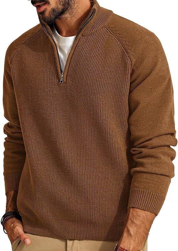 PJ PAUL JONES Mens Quarter Zip Pullover Sweater Turtleneck Raglan Long Sleeve Sweaters