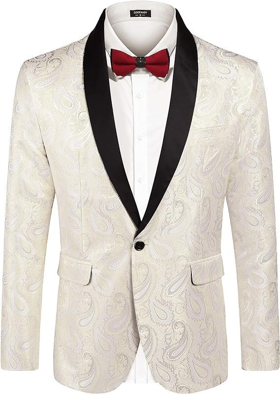 COOFANDY Mens Floral Tuxedo Jacket Paisley Shawl Lapel Suit Blazer Jacket for Dinner,Prom,Wedding